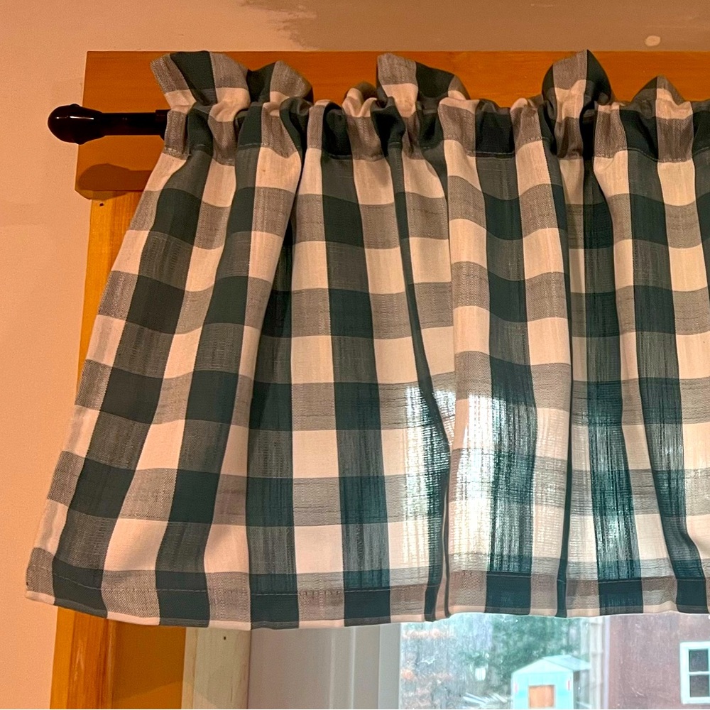 Teal checkered curtains